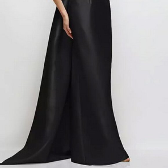 Alfred Sung Black Strapless Satin Twill Column Gown D876 - Picture 2 of 6